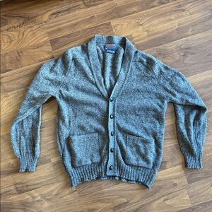 Pendleton Sweater Men's L Gray Shetland Collection Cardigan Washable Wool